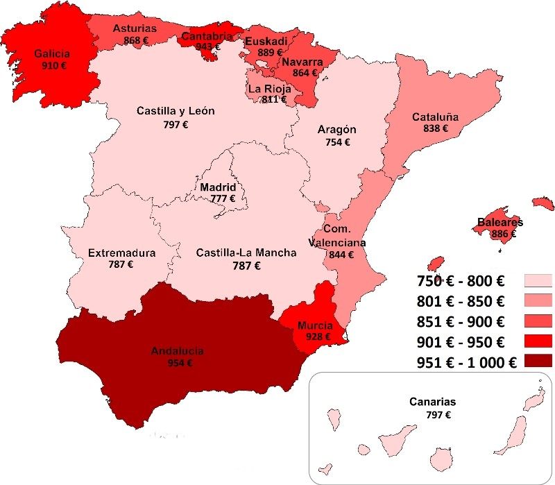 El precio medio de los seguros a terceros por provincias en España
